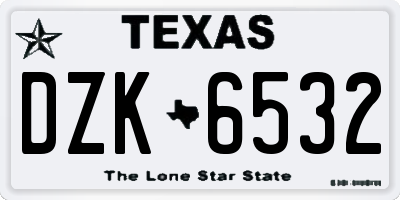 TX license plate DZK6532