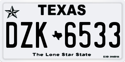 TX license plate DZK6533
