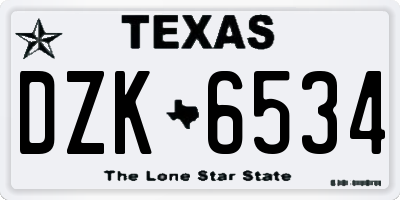 TX license plate DZK6534