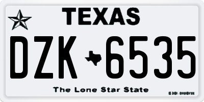 TX license plate DZK6535