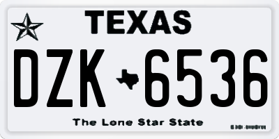 TX license plate DZK6536