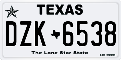 TX license plate DZK6538