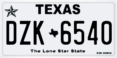TX license plate DZK6540