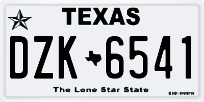 TX license plate DZK6541
