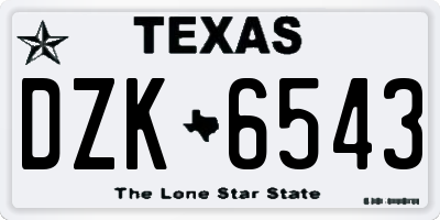 TX license plate DZK6543