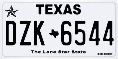 TX license plate DZK6544