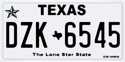 TX license plate DZK6545