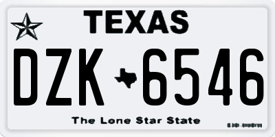 TX license plate DZK6546