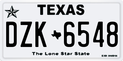 TX license plate DZK6548