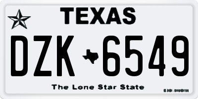 TX license plate DZK6549