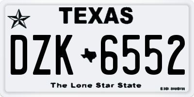 TX license plate DZK6552