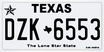 TX license plate DZK6553