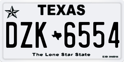 TX license plate DZK6554