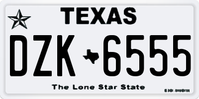 TX license plate DZK6555