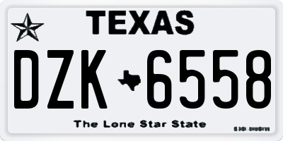 TX license plate DZK6558