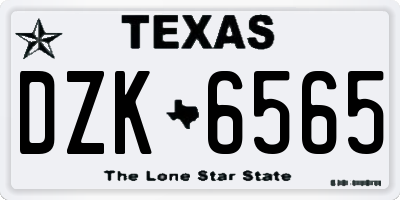 TX license plate DZK6565