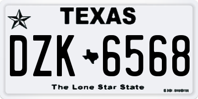 TX license plate DZK6568
