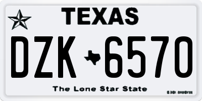 TX license plate DZK6570