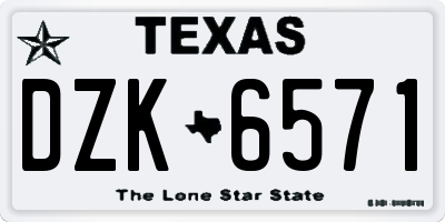 TX license plate DZK6571