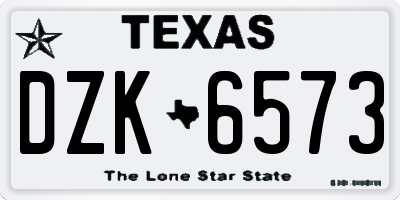 TX license plate DZK6573