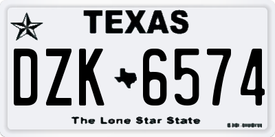 TX license plate DZK6574