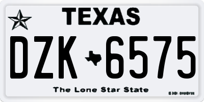 TX license plate DZK6575
