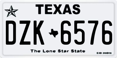 TX license plate DZK6576