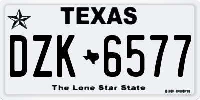TX license plate DZK6577