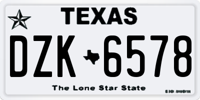 TX license plate DZK6578