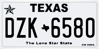 TX license plate DZK6580