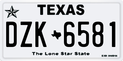 TX license plate DZK6581