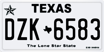 TX license plate DZK6583