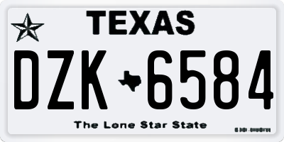 TX license plate DZK6584