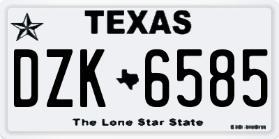 TX license plate DZK6585