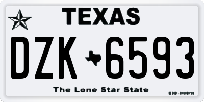 TX license plate DZK6593