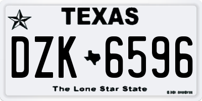 TX license plate DZK6596