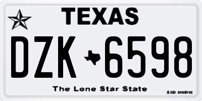 TX license plate DZK6598