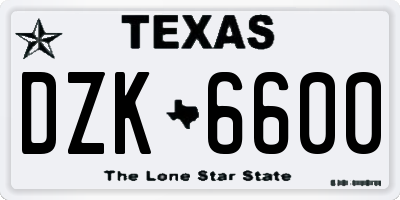 TX license plate DZK6600