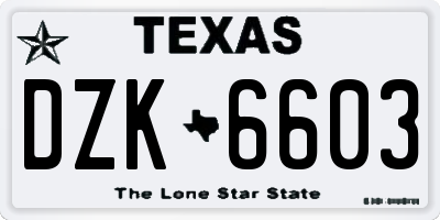 TX license plate DZK6603