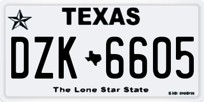 TX license plate DZK6605