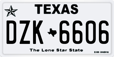 TX license plate DZK6606