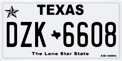 TX license plate DZK6608