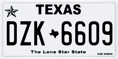 TX license plate DZK6609