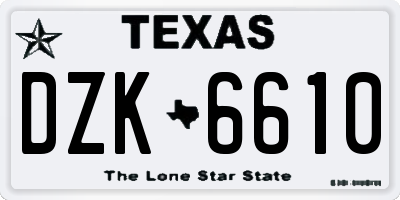TX license plate DZK6610