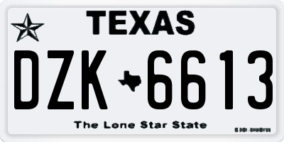 TX license plate DZK6613