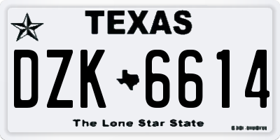 TX license plate DZK6614