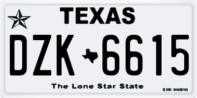 TX license plate DZK6615