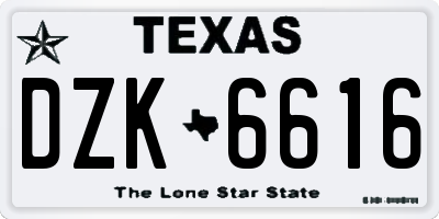 TX license plate DZK6616