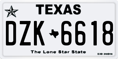 TX license plate DZK6618