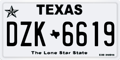 TX license plate DZK6619